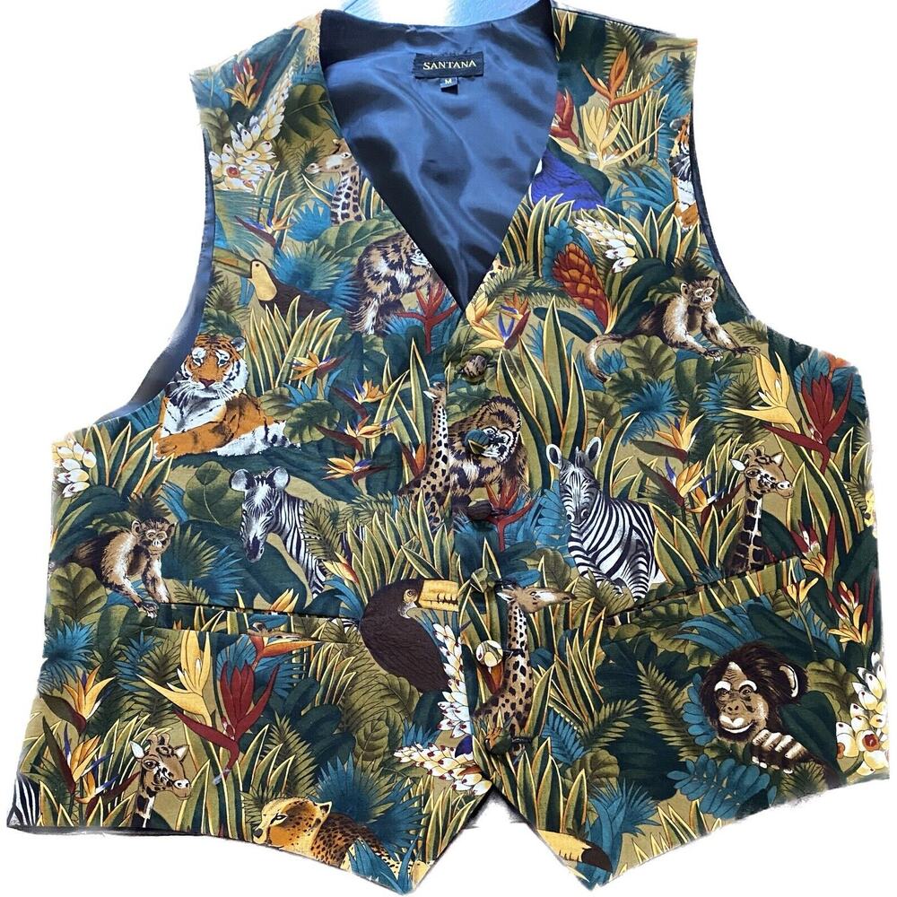 Santana Formal African Animals Vest‎ Medium Wedding Zebra Tiger Giraffe Ape